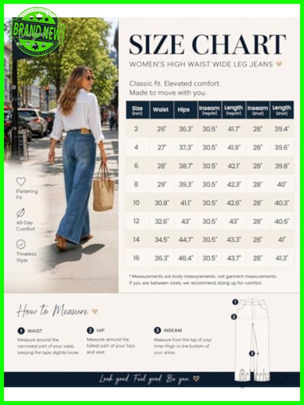 High Waisted Baggy Wide Leg Stretchy Tummy Control Jeans - Picture 5 of 5